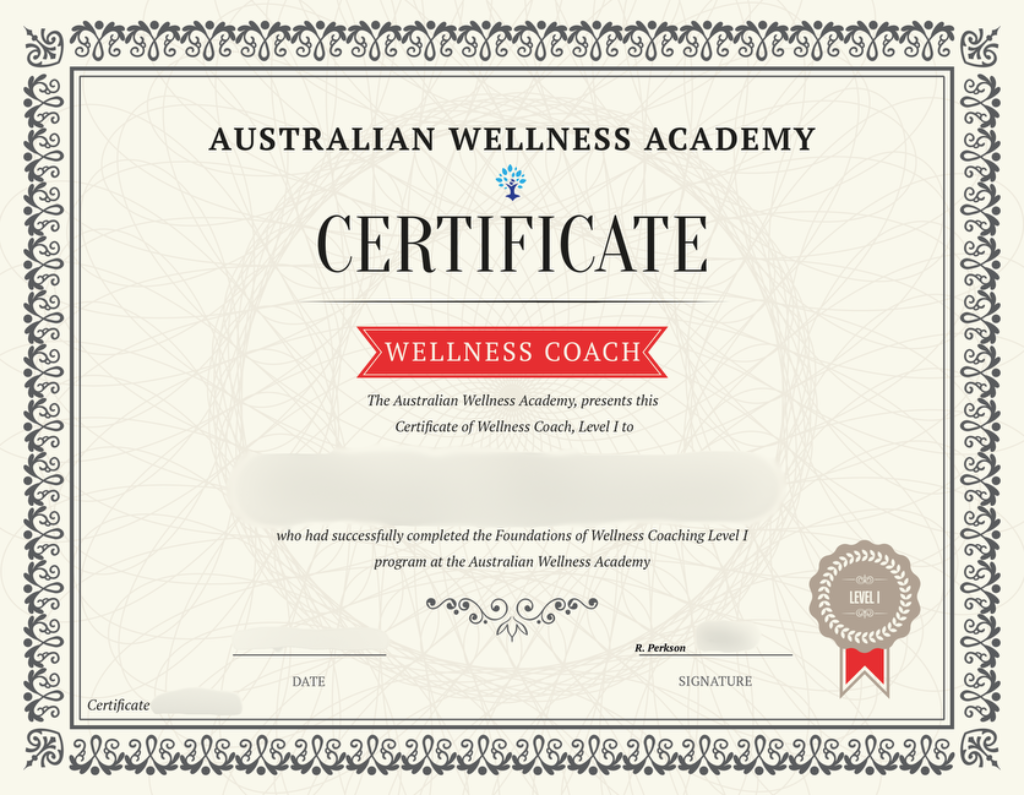 Сертификат Australian Wellness Academy